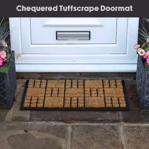 JVL Checked Coir and Rubber Backed Tuffscrape Doormat, Brown, W: 40 cm, D: 70 cm – 6