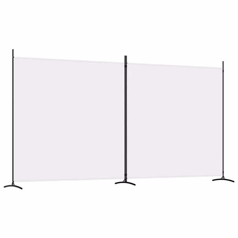Berkfield Home 2-Panel Fabric Room Divider in White, W/H: 348 x 180 cm