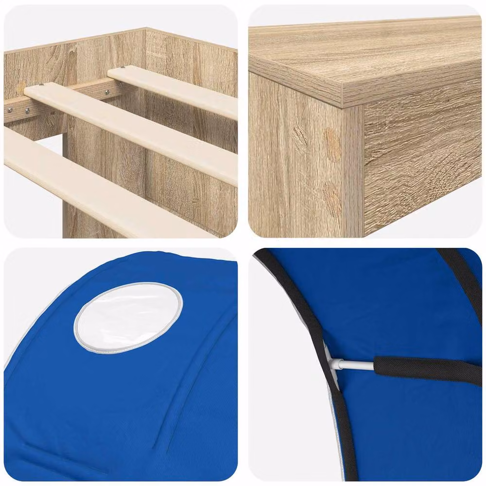 Berkfield Home 3-Piece Bed with Tunnel in Artisan Oak and Blue Engineered Wood – 3