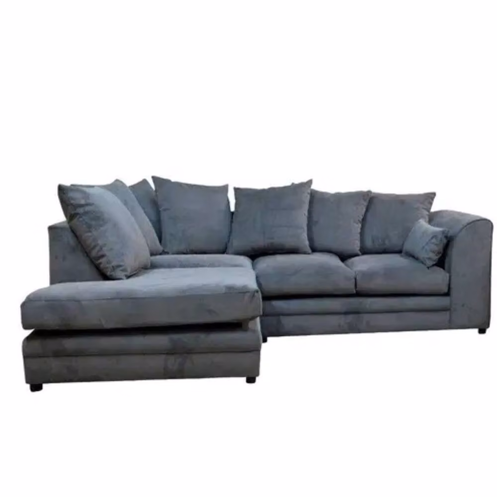 Snug Furniture Birmingham Ltd Fernando Grey Fabric Left Hand Corner Sofa Set with Scatter Cushions – 2
