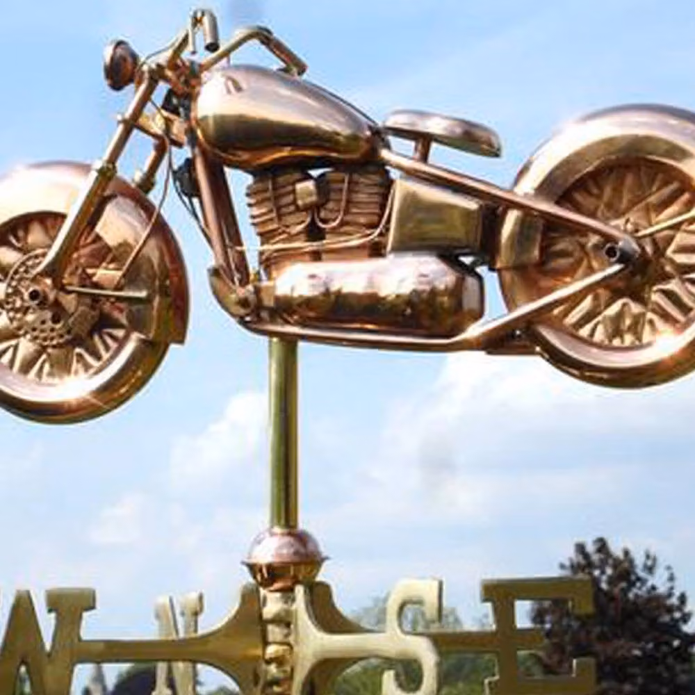 Good Directions Cottage Motorcycle Copper Weathervane in Bronze, H43 x W10 x L37.5 cm