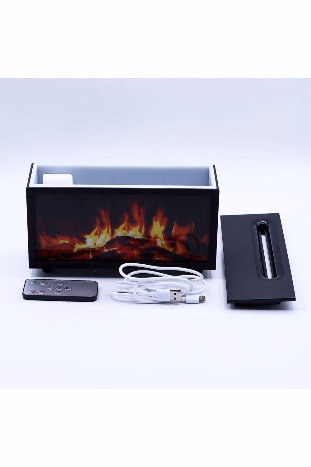 KDMD Flame Effect Aroma Diffuser with Bird Sounds, USB Powered, Colour Changing, Black – 2