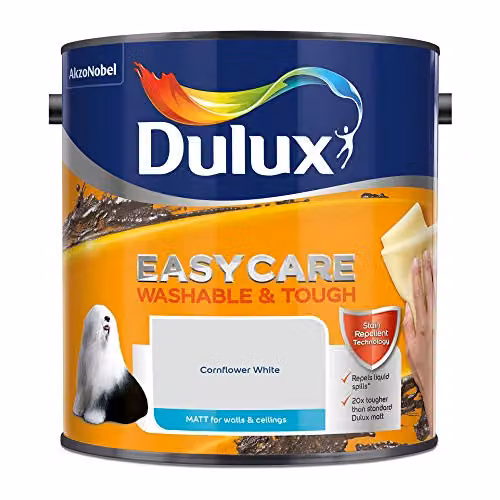 Dulux Easycare Washable and Tough Matt Emulsion Paint, White, 2.5L – 2