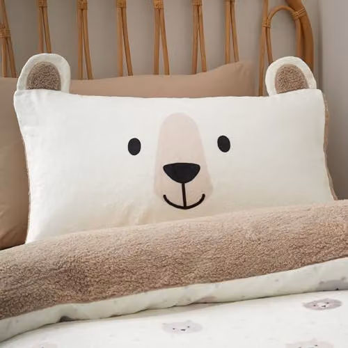Catherine Lansfield Cosy Bear So Soft Reversible Double Duvet Cover Set with Pillowcases in Natural – 2