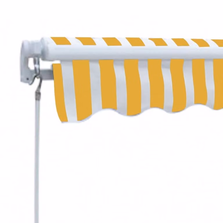 Berkfield Home Manual Operated Folding Awning, Yellow and White Striped, Width: 300 cm