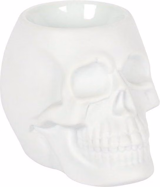 KDMD White Ceramic Skull Oil Burner for Tabletop Use