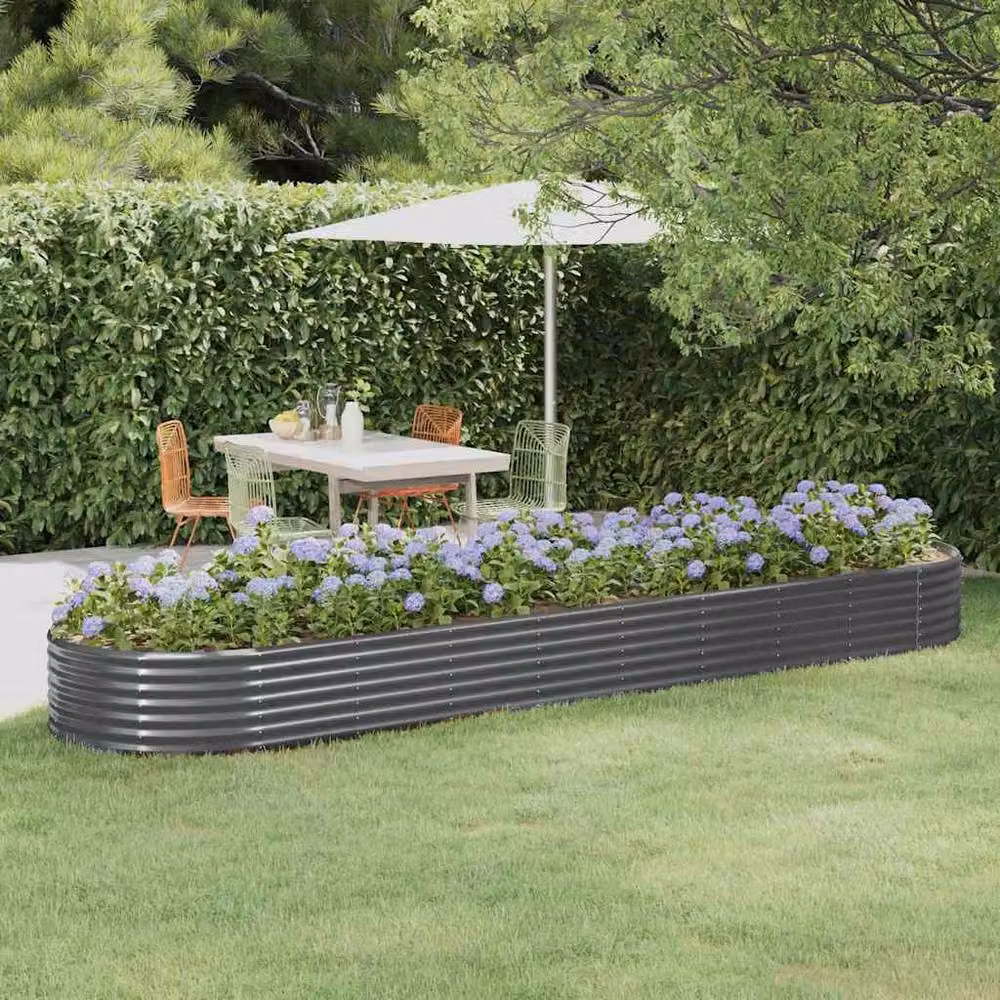Berkfield Home Garden Powder-coated Steel Raised Bed in Anthracite Grey, W/D/H: 396 x 100 x 36 cm – 2