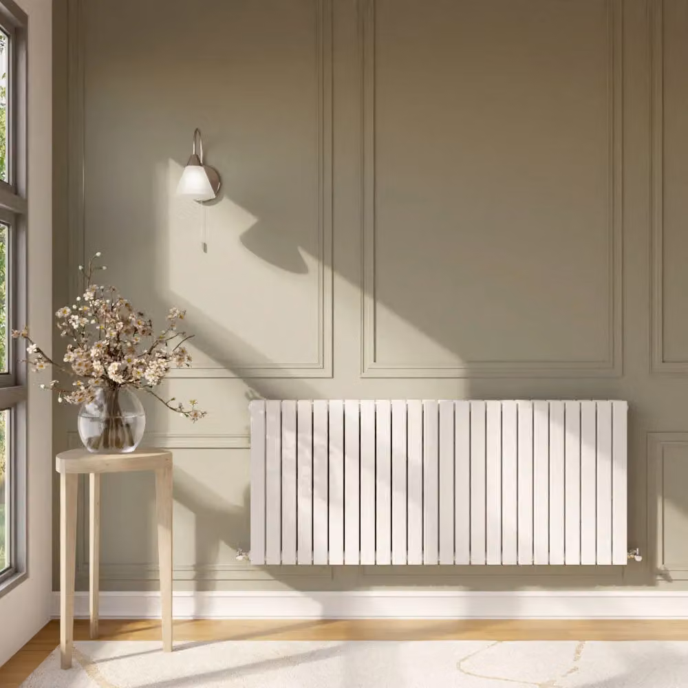 Balterley Lucia Square Horizontal Double Panel Radiator, White, H: 60.0 cm, W: 139.8 cm, D: 6.3 cm – 2
