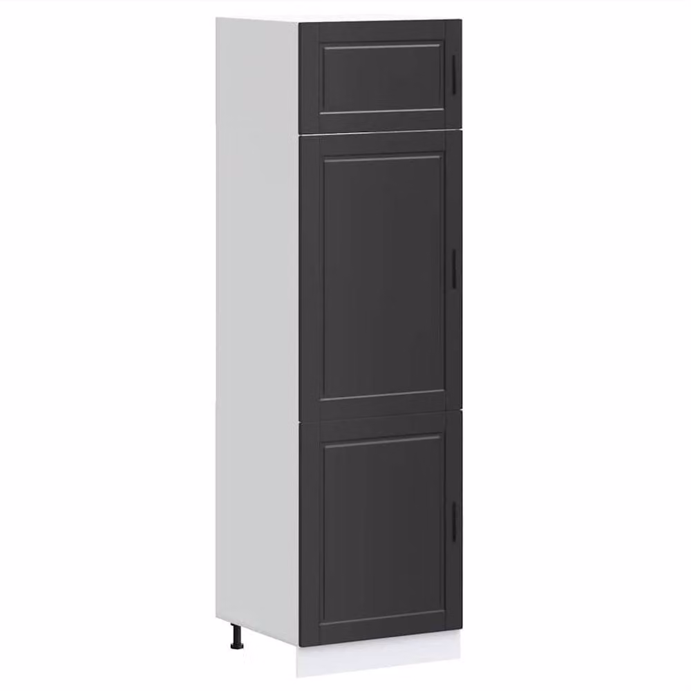 Berkfield Home Porto Kitchen Cupboard in Black Matt MDF, W/D/H: 57.0 x 60.0 x 207.0 cm – 3