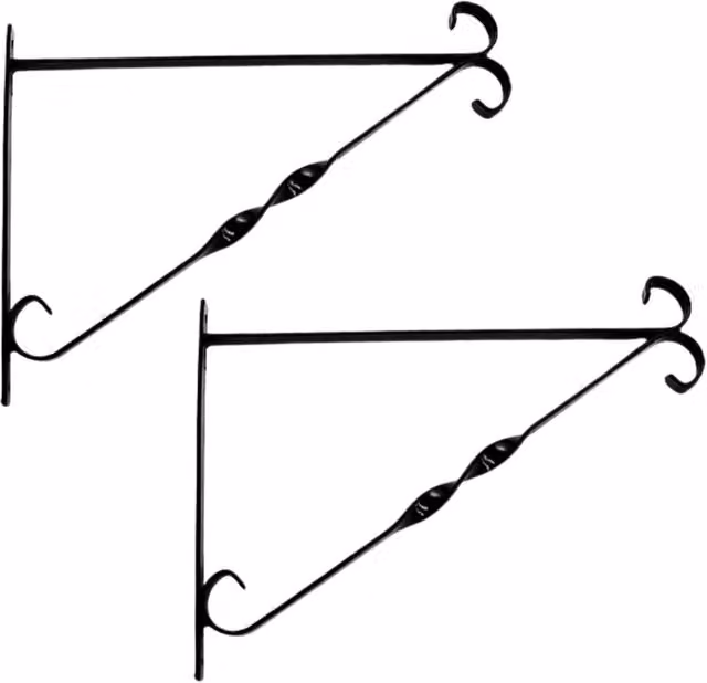 Marco Paul 2 Pack Black Steel Hanging Basket Brackets for 12 Inch Garden Flower Baskets – 1