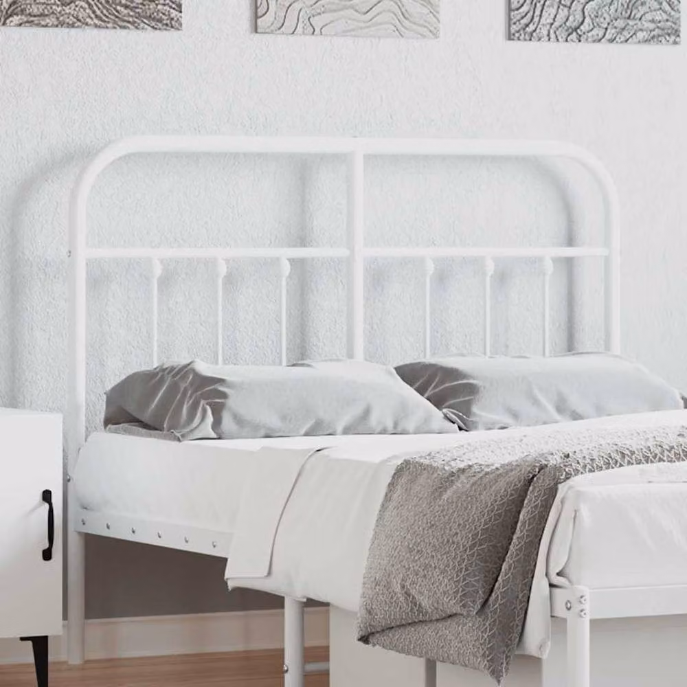 Berkfield Home Metal Headboard in White – 2