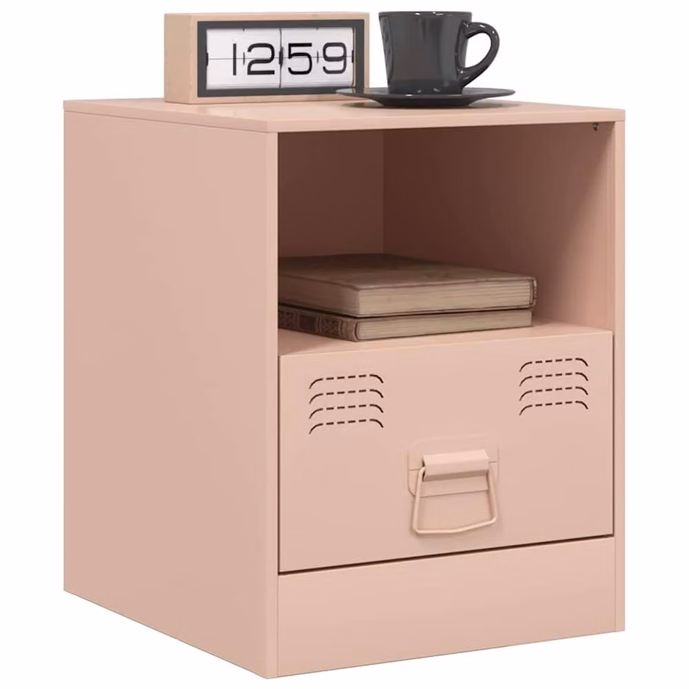 Berkfield Home Set of 2 Modern Pink Metal Bedside Cabinets, W/D/H: 34.5 x 39 x 44 cm – 2