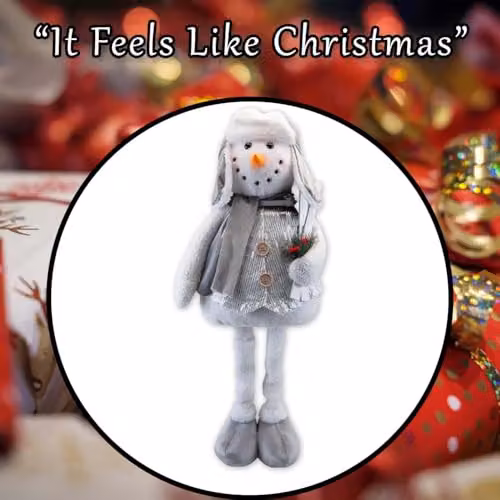 VFM e-Store Silver Standing Snowman Christmas Decoration, H 62 cm x W 40 cm – 6