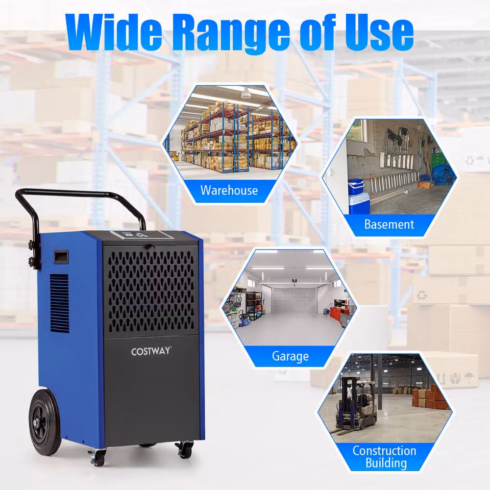 Costway Commercial Industrial Dehumidifier, 73 L/Day, Blue – 9