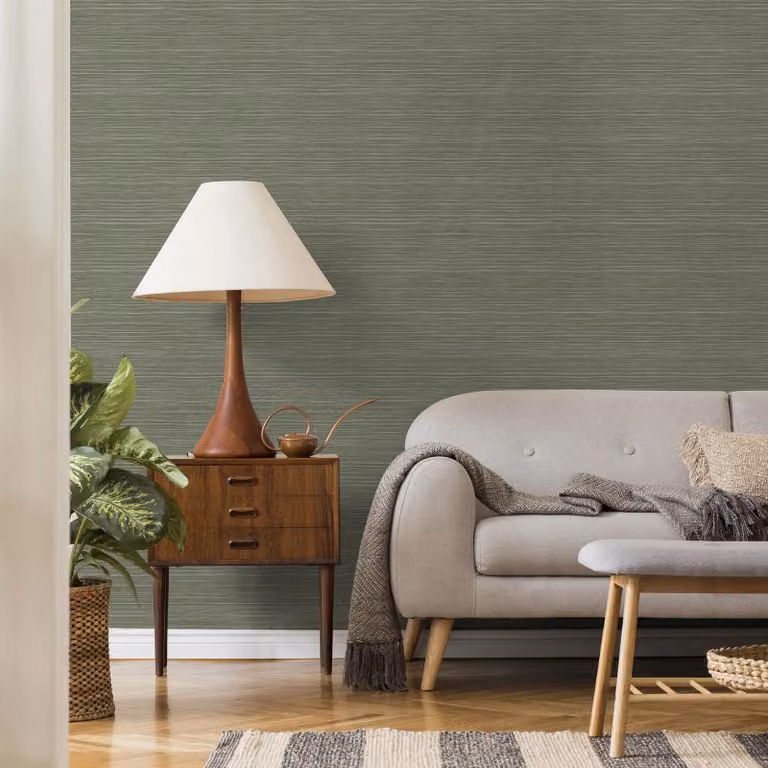 Superfresco Easy Emperor Grasscloth Sage Green Wallpaper, Width: 52 cm