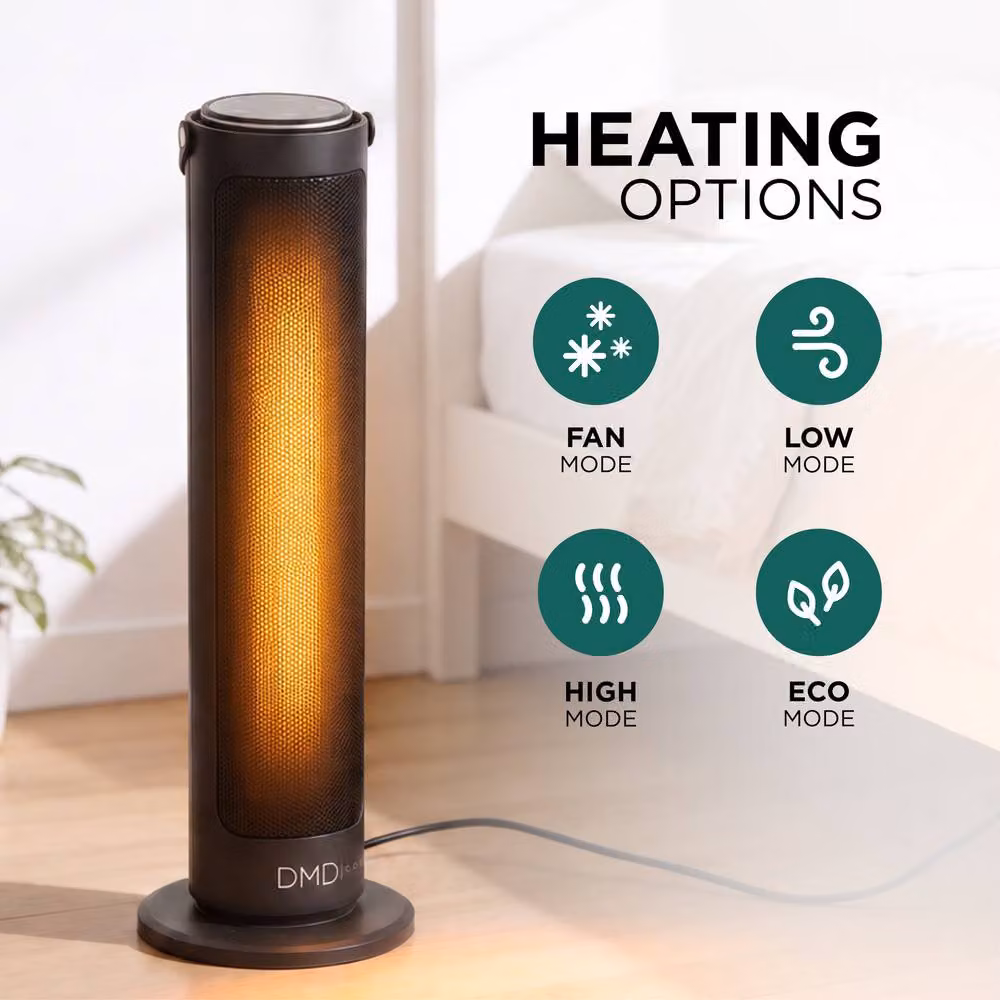 DMD Collective 20 inch Ceramic Fan Heater with Remote Control in Black – 3