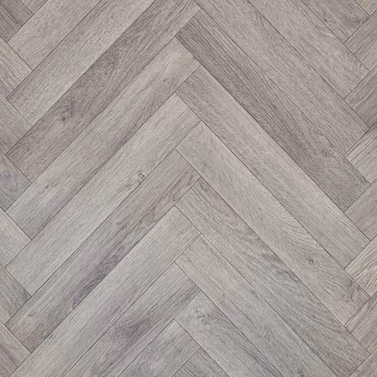 Vinyl Flooring UK Light Grey Herringbone Wood Effect 2.0mm Sheet Vinyl Flooring in Brown W: 300 cm, D: 200 cm