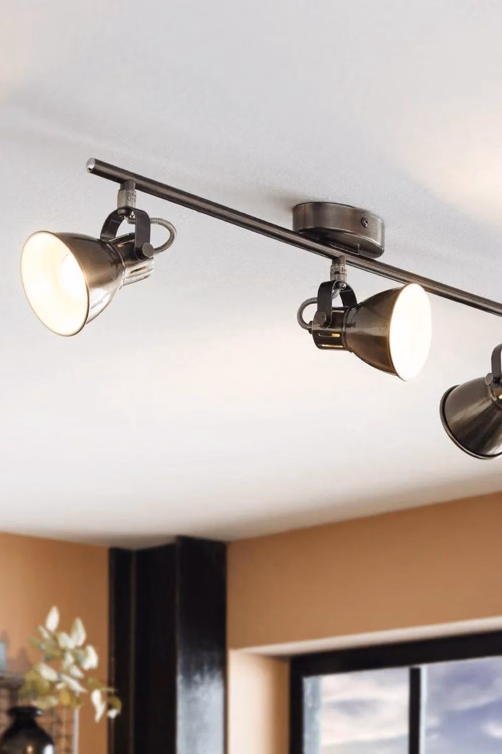 Eglo Seras 3-Spotlight Antique Nickel Ceiling Light with Adjustable Grey Metal Design – 2