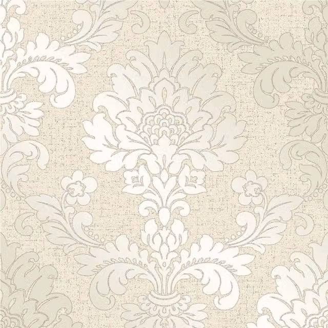 Fine Decor Quartz Damask Textured Floral Wallpaper in Gold, Beige and Silver