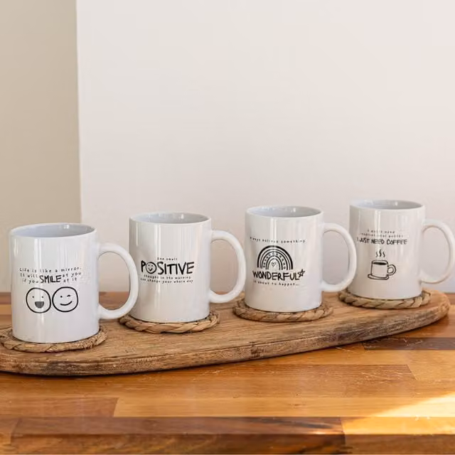 Marco Paul Set of 4 White Ceramic Mugs
