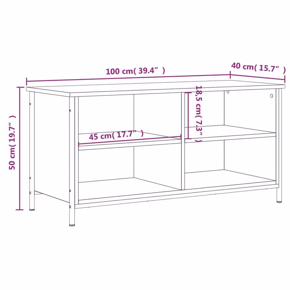 Berkfield Home Smoked Oak TV Cabinet in Brown, W/D/H: 100 x 40 x 50 cm – 5