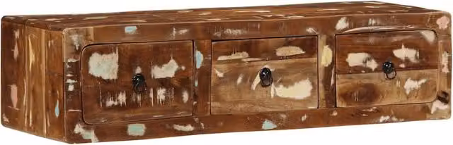 Berkfield Home Wall-mounted TV Cabinet in Brown Reclaimed Solid Wood, W/D/H: 100 x 32 x 25 cm – 1