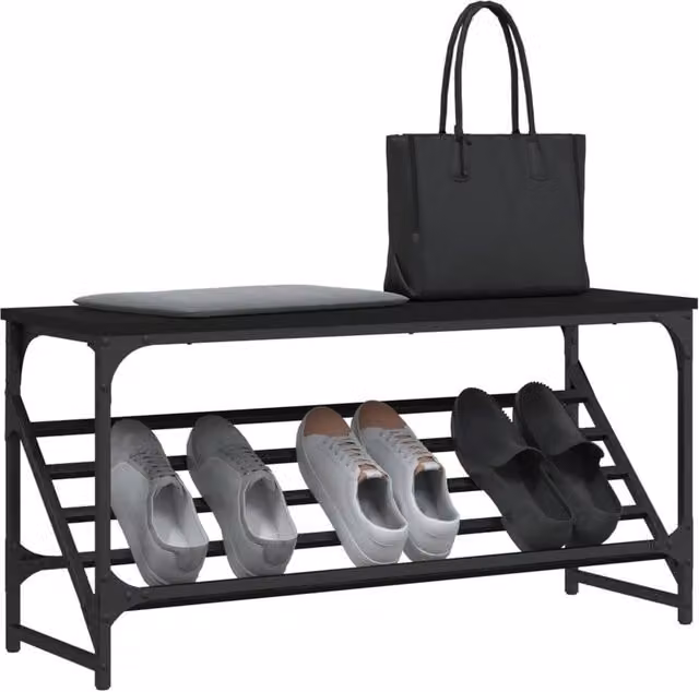 Berkfield Home Black Engineered Wood Shoe Rack, W/D/H: 90 x 30 x 45 cm – 1