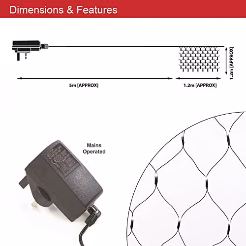 The Christmas Workshop 108 LED Bright White Net Christmas Window Lights, W/H: 120 x 120 cm – 2