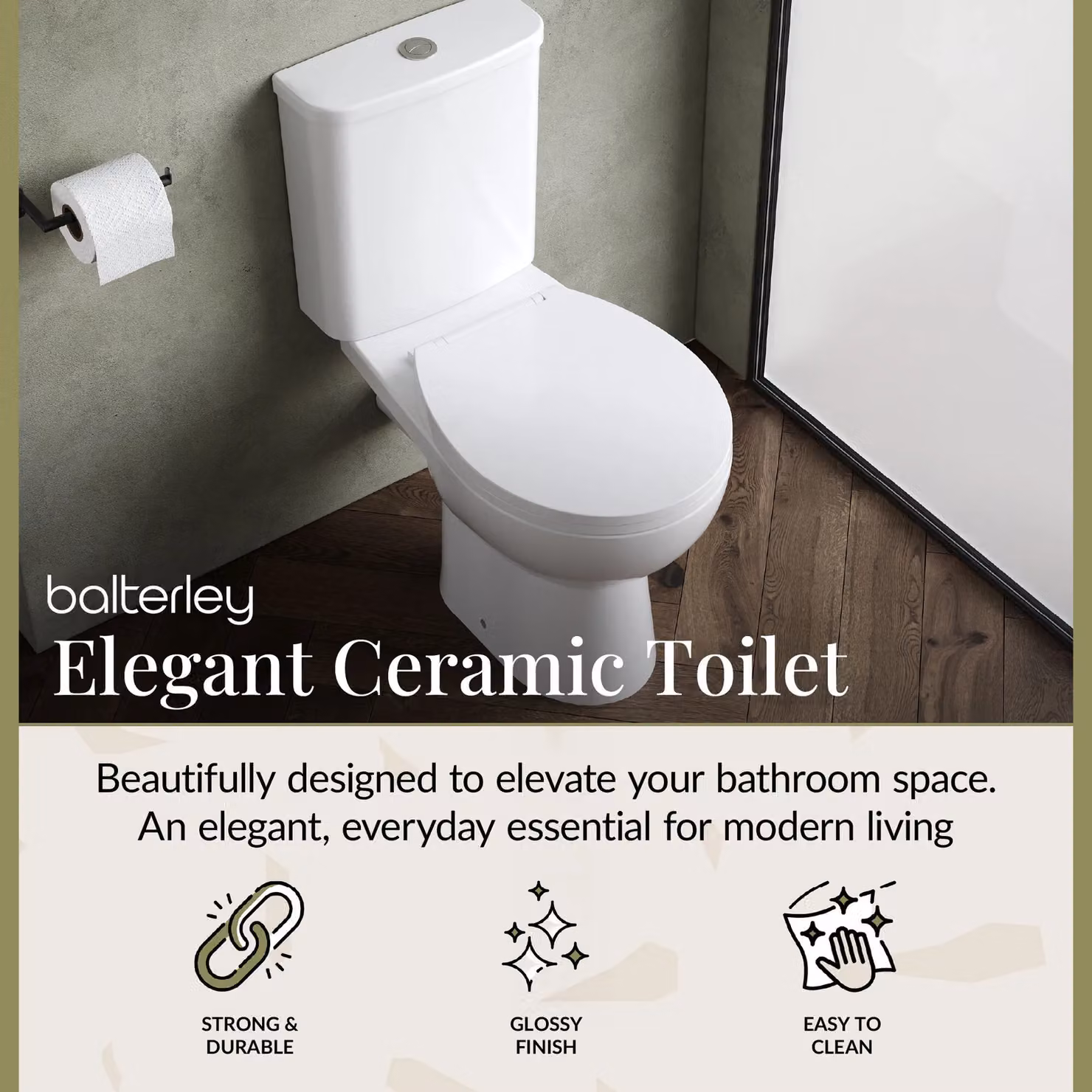 Balterley Curved Rimless Toilet Pan, Cistern and Soft Close Seat, White, W/D/H: 38.0 x 63.5 x 78.0 cm – 3