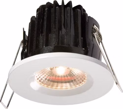 Knightsbridge 7W LED IP65 Recessed Downlight, 3000K Warm White, White Round Bezel