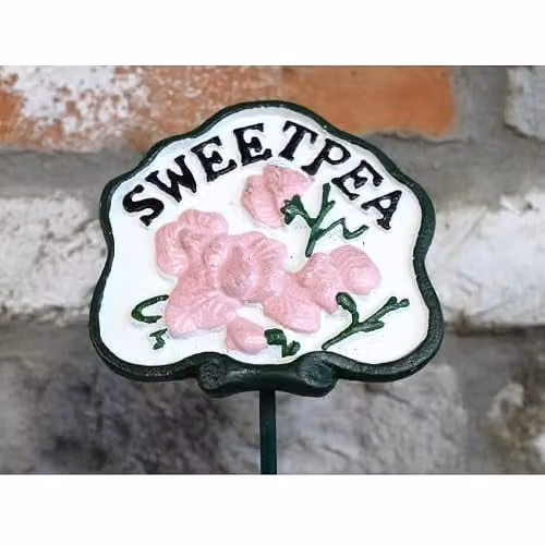 Gifts Direct 2 U Metal Sweet Pea Garden Plant Marker and Vegetable Sign in White and Multicolour – 1