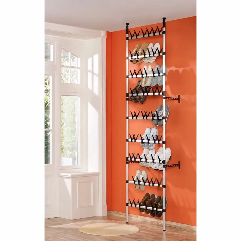Berkfield Home Telescopic Silver Metal Shoe Rack with Hanging Rods – 2