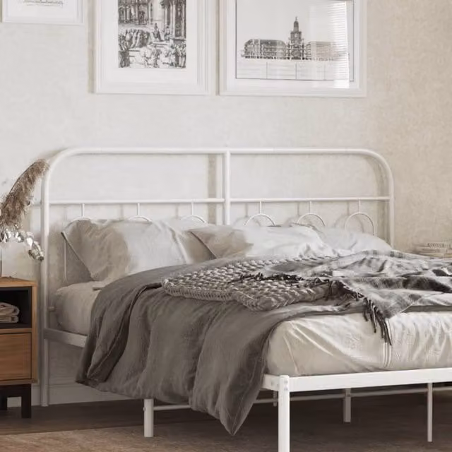 Berkfield Home Classic Metal Headboard in White, 150 cm