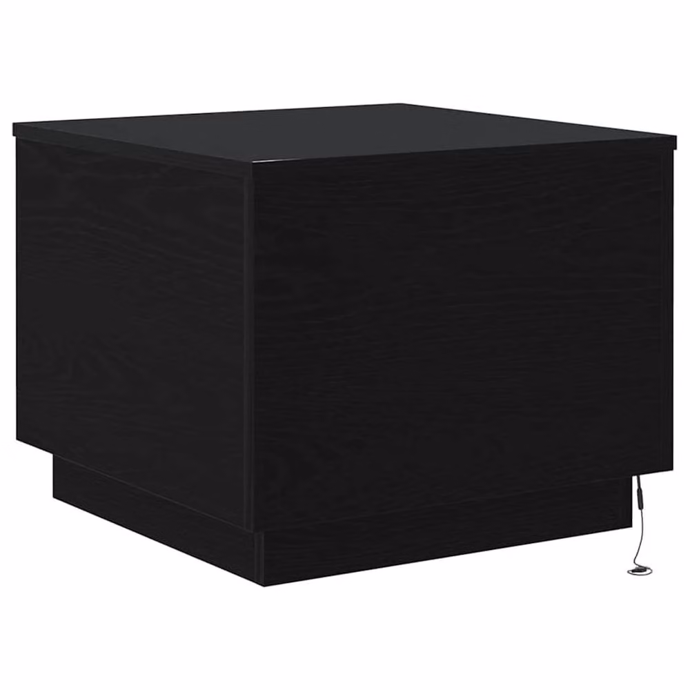 Berkfield Home Modern Square Coffee Table with LED Lights in Black Oak, W/D/H: 50 x 50 x 40 cm – 5