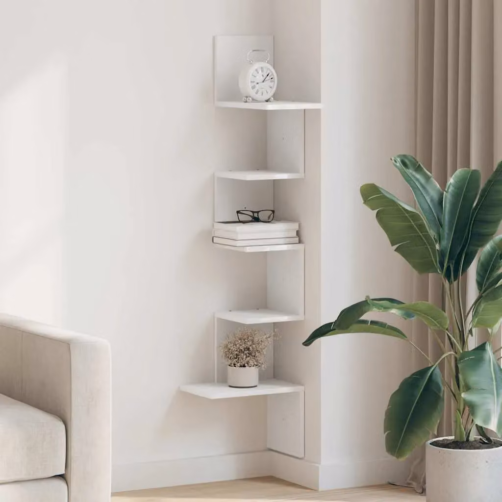 Berkfield Home White Wall Corner Shelf, W/D/H: 32 x 32 x 127.5 cm – 2