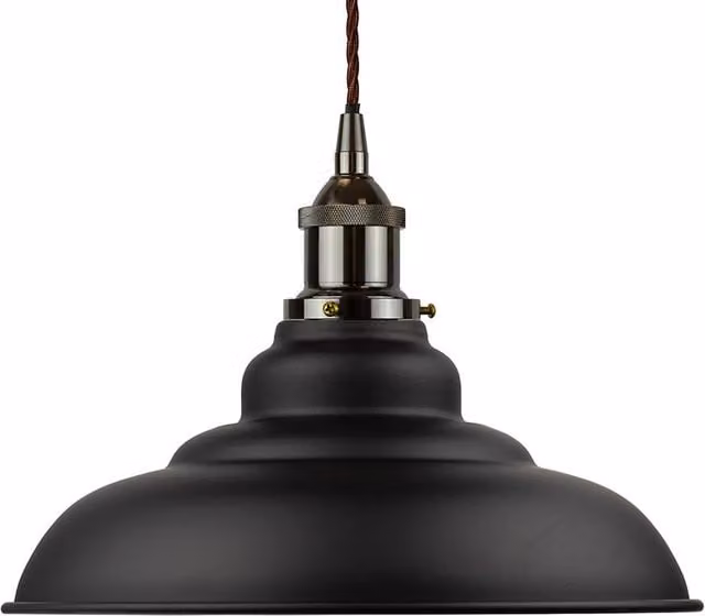 SE Home St Edmund's Matt Black Pendant Light with Brown Twisted Detail