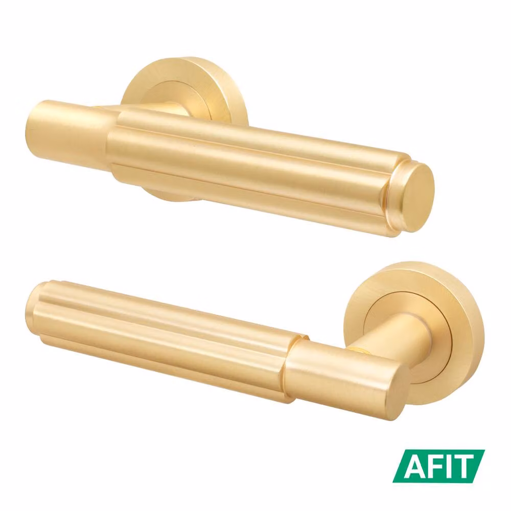 AFIT Satin Brass Internal Lever On Rose Door Handle in Gold – 2