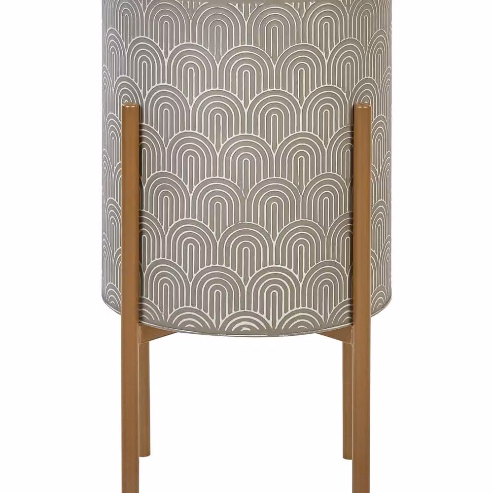 Wyld and Coco Grey Lacquered Metal Industrial Plant Stand, W/D/H: 31 x 31 x 58 cm – 2