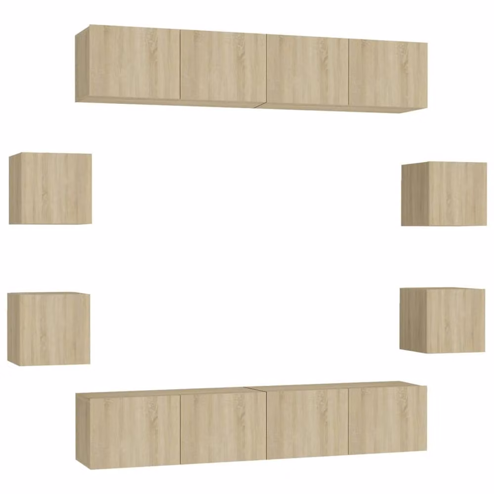 Berkfield Home 8 Piece Sonoma Oak TV Cabinet Set in Brown and Beige – 2