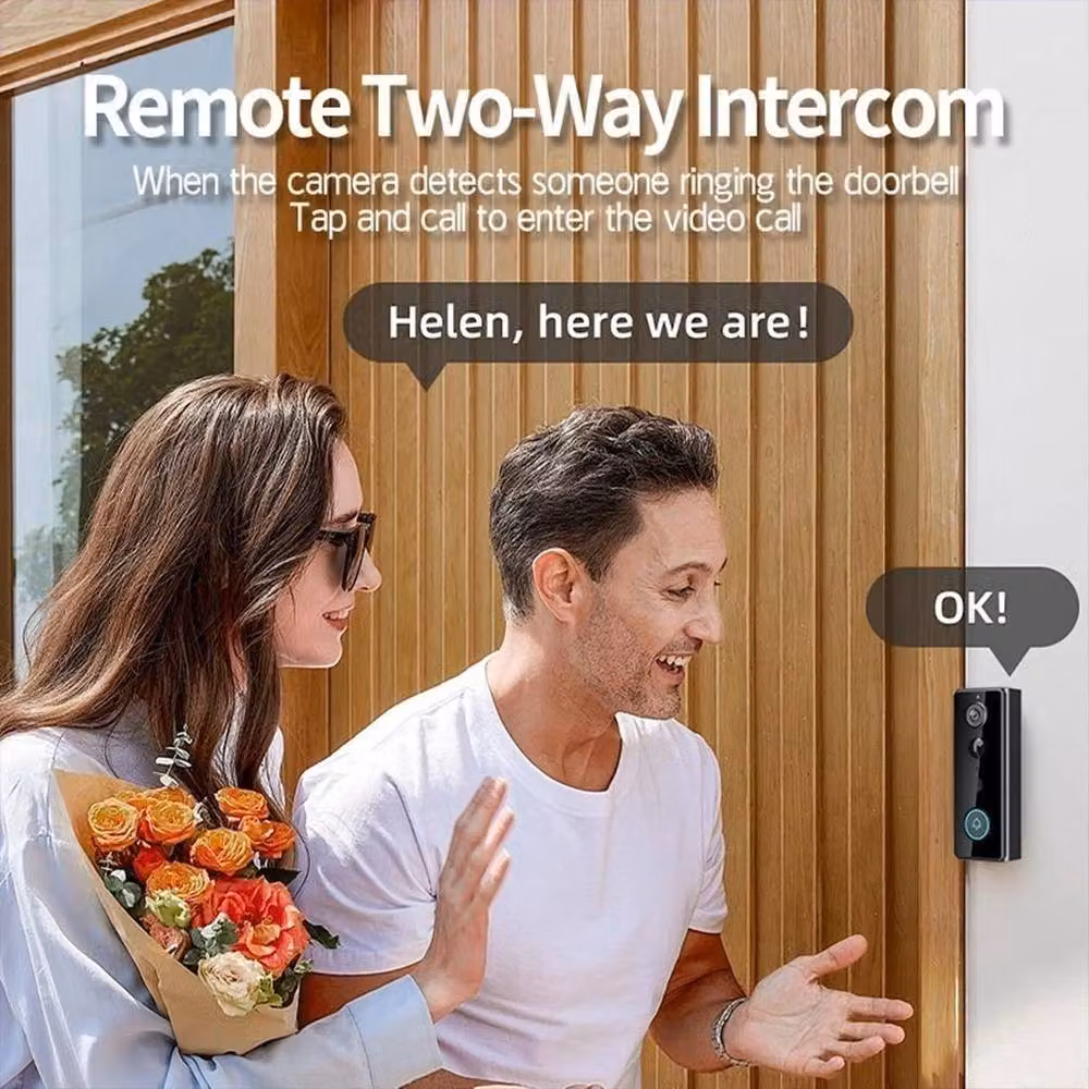 EONLION Smart Video Doorbell Security Camera in Black – 4