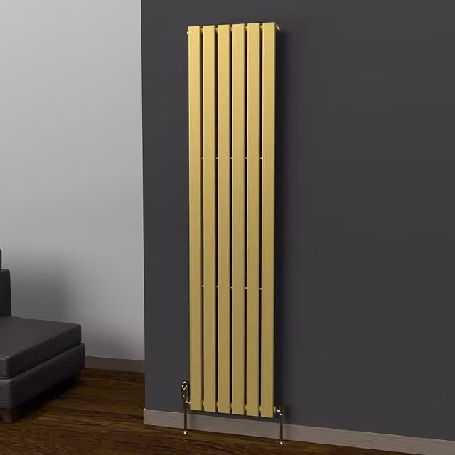 Lux Heat Flat Coloured Vertical Radiator in Metallic Gold, H: 180 cm, W: 42 cm