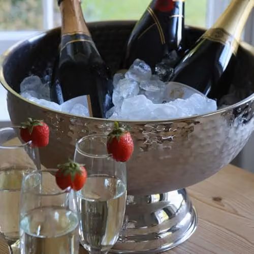 Rink Drink Stainless Steel Hammered Champagne Ice Bucket in Silver, Diameter: 35 cm – 5