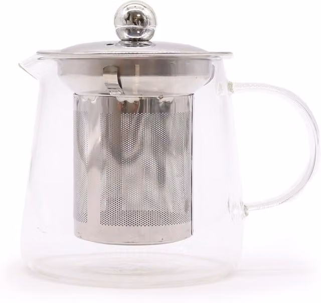 KDMK Transparent Glass Teapot with Stainless Steel Infuser