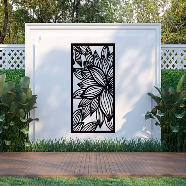 Laser Hut Fox Mint Black Metal Wall Art Hanging Rectangular Animal and Floral Design