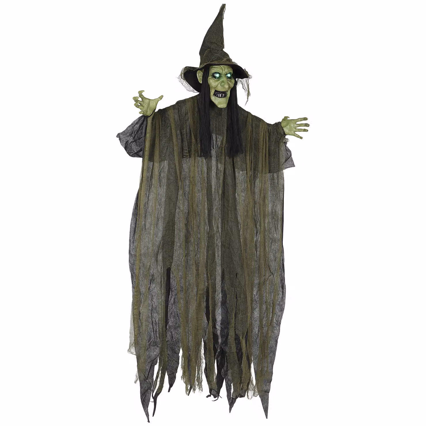 OUTSUNNY Voice Activated Hanging Witch Halloween Animatronic, Green – 2