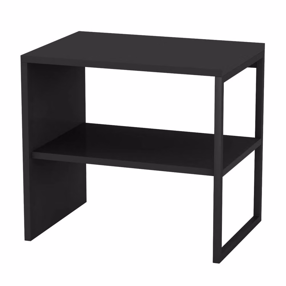 Kelvenix Modern Wood and Steel Side Table in Black and Oak, W/D/H: 40 x 40 x 40 cm – 2