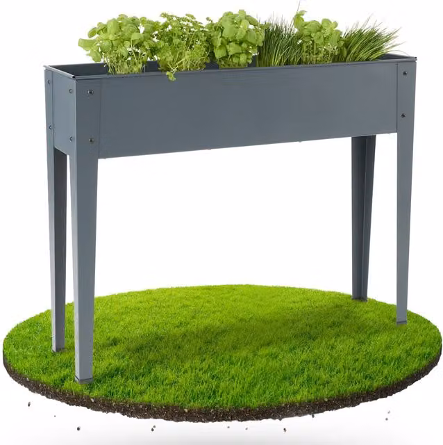 AREBOS Metal Raised Bed in Anthracite Grey for Herb, Vegetable and Ornamental Gardens