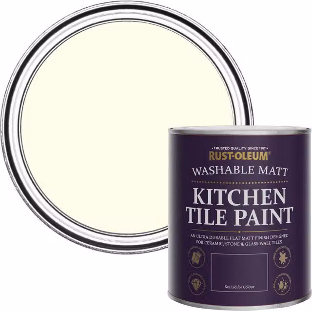 Rust-Oleum Water-Based Kitchen Tile Paint in Matt Finish, White, 0.75 l