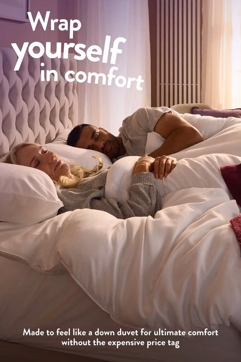 Slumberdown Feels Like Down 13.5 Tog Duvet and 2 Rebound Pillows Set, White, Super King