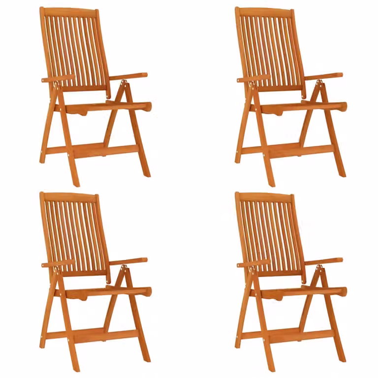 Berkfield Home Set of 4 Folding Garden Chairs in Brown Solid Eucalyptus Wood